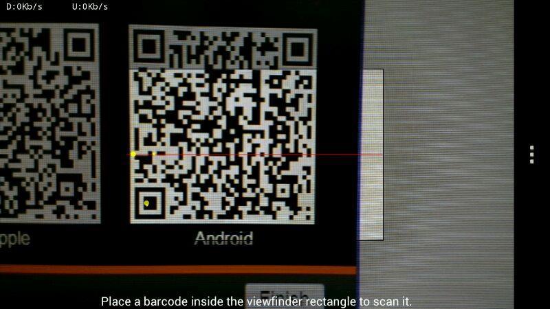 Hold your mobile device up to the QR Code on the wizard that reads Android and scan the