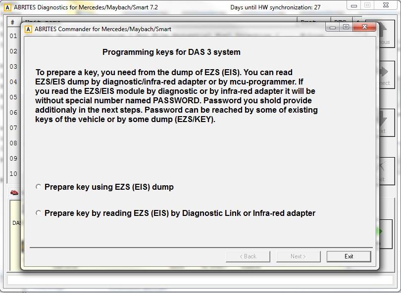 5.16 DAS 3 Smart key learning Using this special function you can perform key learning for vehicles using the DAS 3 system.