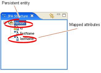 Property pages Figure 4 1 Sample JPA Structure View persistence.xml Editor The persistence.xml Editor provides an interface that enables you to update the persistence.xml file.