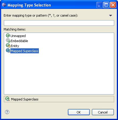 Adding virtual attributes Figure 3 23 Mapping Type Selection Dialog (Mapped Superclass) 5.