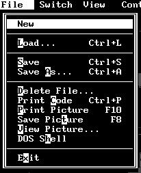 2 File Menu File-Dos Shell Temporarily exits to DOS allowing you to execute most DOS commands.
