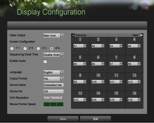 Configuring Live Feed Displays Live Feed displays can be customized to your own needs. These settings can be accessed by entering the Display Configuration menu, shown in Figure 19.