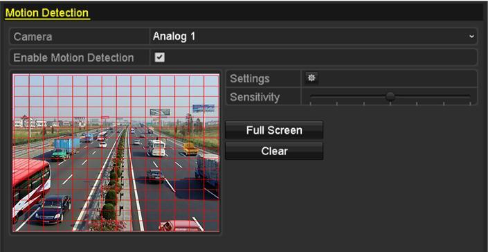 8.1 Setting Motion Detection 1. Enter Motion Detection interface and choose a camera you want to set motion detection.