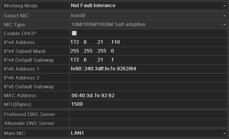 5 Load Balance Working Mode Net Fault-tolerance Mode: The two NIC cards use the same IP address,