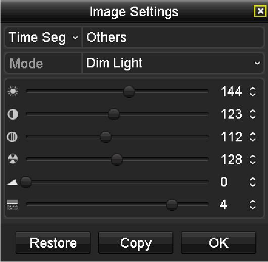Image Settings icon can be selected to enter the Image Settings menu. Task1: Configure image settings for the analog camera 1.