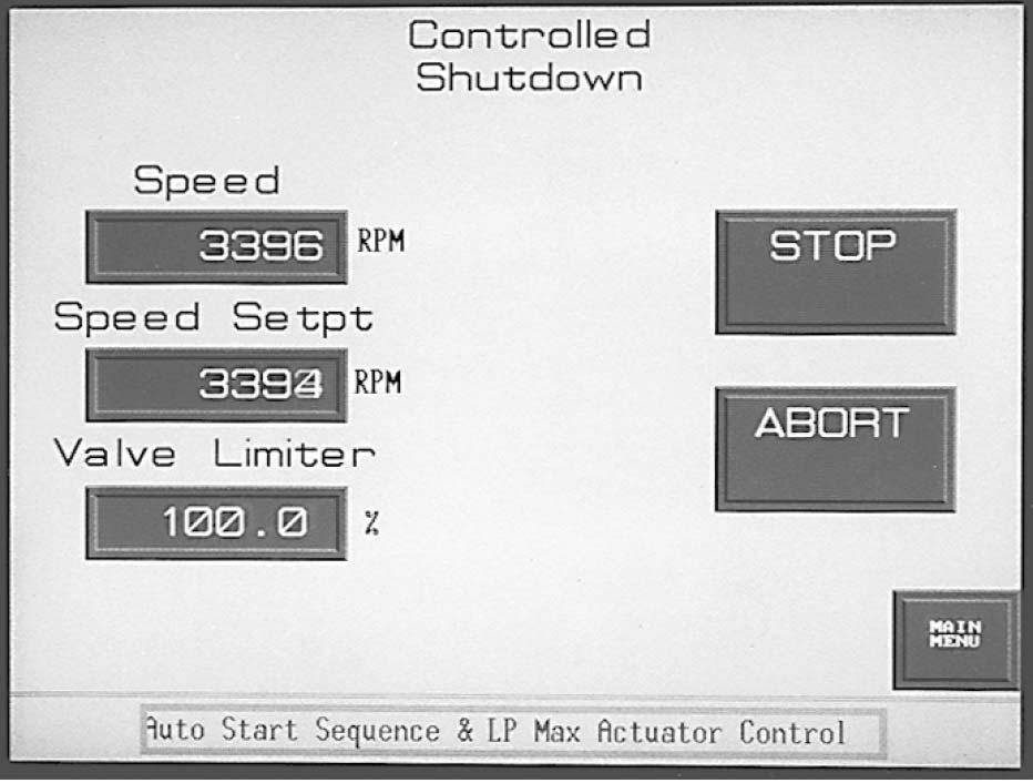 Manual 85015 Start Min Governor OpView Interface for 505/505E Controls When ready to start the control, pressing the Run button will initiate the start sequence.