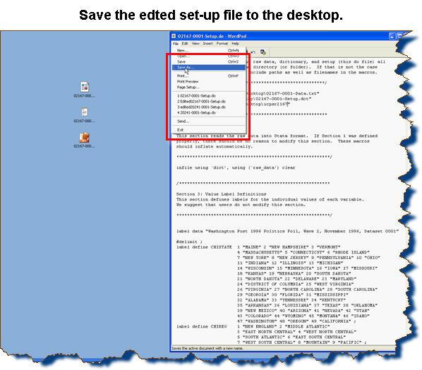 Finally, save the set-up file. Name it EDITED2167. setup.