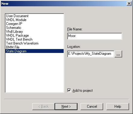 Then right click on the device and select New Source Select State Diagram