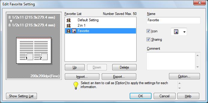 4.10 Saving the fax driver settings 4 4 Click [OK]. The settings are added to the [Favorite Setting] list. % You can add up to 30 shared driver settings, and up to 20 private driver settings.