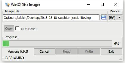 org/raspbian_lite_latest *The file is approximately 284MB 1.2 Extract the img file 1.3 Load this file on to your SD card using Win32DiskImager.