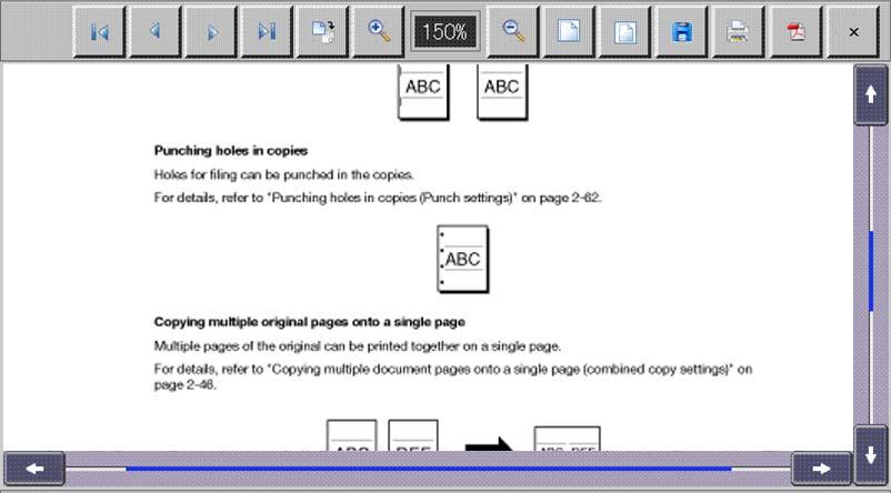4.7 Printing, displaying, or saving a document file 4 The Fold and Center Staple & Fold functions can be used when a saddle stitcher is installed on the optional finisher. 4.7.2 Displaying a document file Press [View] to display the link destination PDF file.