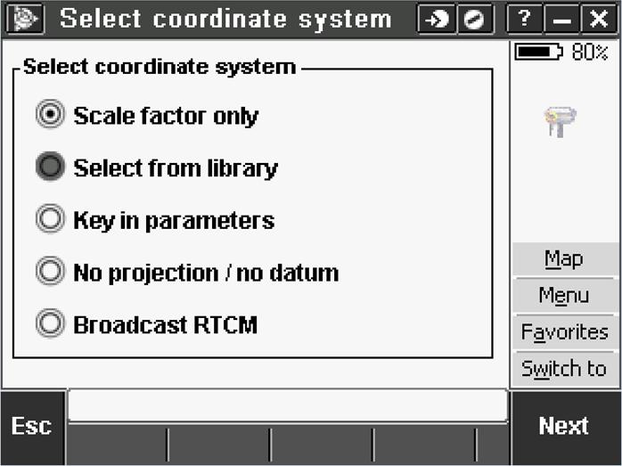In the Select coordinate system menu, choose Select from library to establish a predefined coordinate system. In our example, we want a state plane coordinate system.