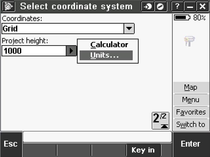 In page 2/2, select the following settings: Coordinates: Leave to Grid Project Height: Set the project height here, tap on the arrow and select units.