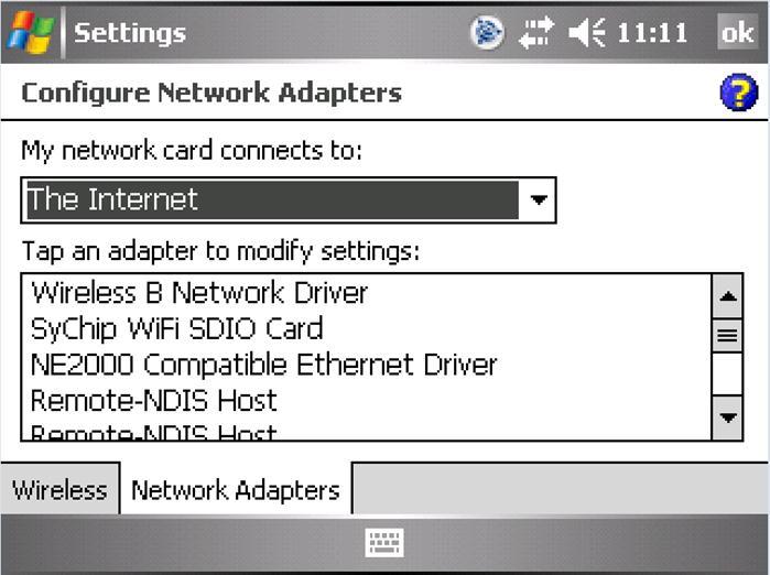 There are two tabs in this menu: the Wireless tab, where you see all of the available networks, and the Network Adapters tab, which configures the connection settings for your radio.