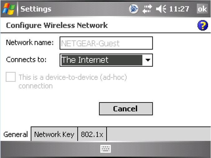 In the General tab: Make sure that your Network Name is correct. In the Connects to pull-down menu, select The Internet.