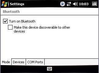 In the Bluetooth window, Mode tab: Make sure the Turn on Bluetooth box is checked.