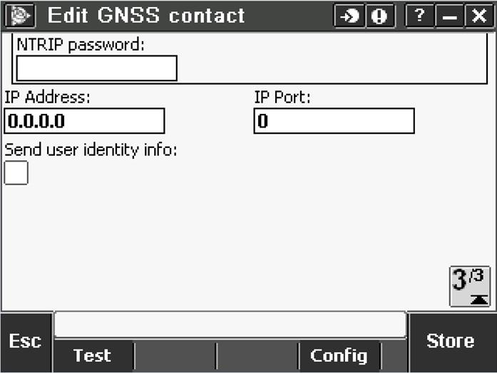 In the GNSS contact edit screen, page 3: Enter the following information provided to you by your VSN dealer: NTRIP password CSDS VSN IP Address: 50.201.146.