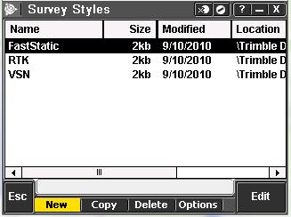 Configuring a VSN Survey Style in Trimble Access In the Settings window, we will configure a Survey Style in order for our recently created GNSS contact to connect to when we start the survey.