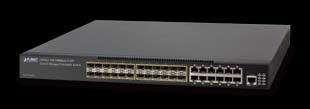 24-Port 100/X SFP with 4 Optional 10G slots Layer 3 Managed Stackable Switch Supports 10Gb Ethernet 10Gb Ethernet which adopts full-duplex technology instead of low-speed, half-duplex CSMA/CD
