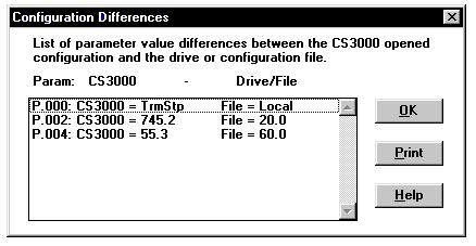 Parameters with different values are shown in a dialog box similar to the one shown in figure 4.2. Table 4.2 lists actions you can perform in the Configuration Differences dialog box. Figure 4.