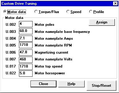 5.3 Using Custom Tuning Custom tuning opens a drive tuning dialog box with more advanced tuning features. It is intended for applications requiring a high degree of performance.