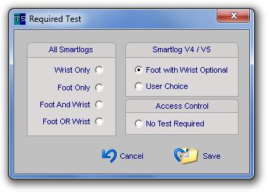 Required Test The Required Test determines the type of test that a user must perform at a SmartLog configured for ESD testing. This table describes each of the test requirements.