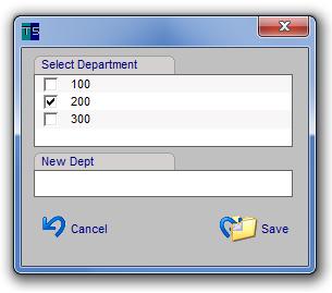the department is not listed, you can create a new department by entering text into the New Department box.