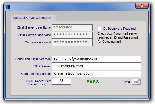 Admin - Email The Admin - Email page has two controls, Email Server and External Email Addresses.