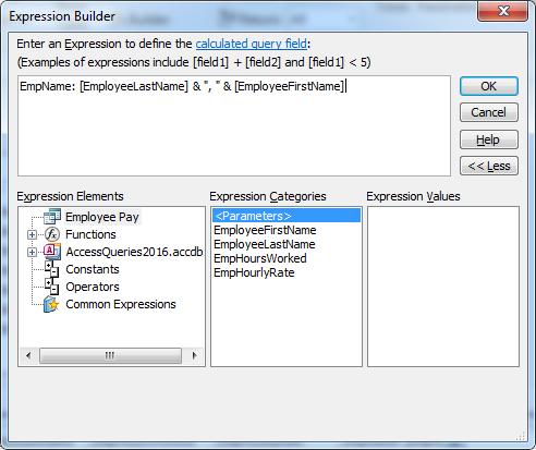 Expression Builder Access has an Expression Builder to help you create your joins and calculations.