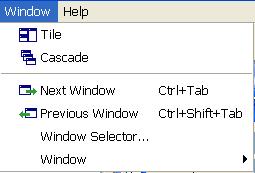 Chapter 3 Working with HEC-SSP An Overview Window: This menu includes Tile, Cascade, Next Window, Previous Window, Window Selector, and Window.