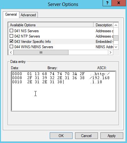 DHCP Option 43 (Vendor Specific Information) Description This option is used by clients and servers to exchange vendor-specific information.