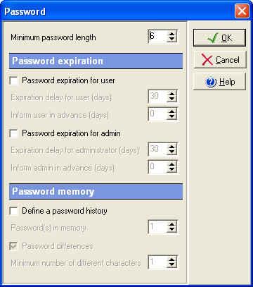 Software Functionalities The following options are proposed: Minimum Password Length This is the fewest number of characters that a password must contain.