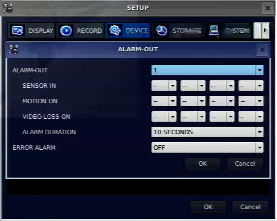 3-4-1. ALARM-OUT Figure 3.4.2. ALARM-OUT setup screen Table 3.4.2. Menu item in ALARM-OUT Setup screen Item Description ALARM OUT Available NO is just one (1).