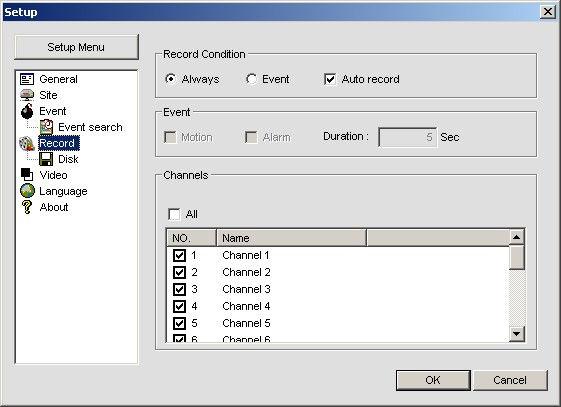 recording conditions and select