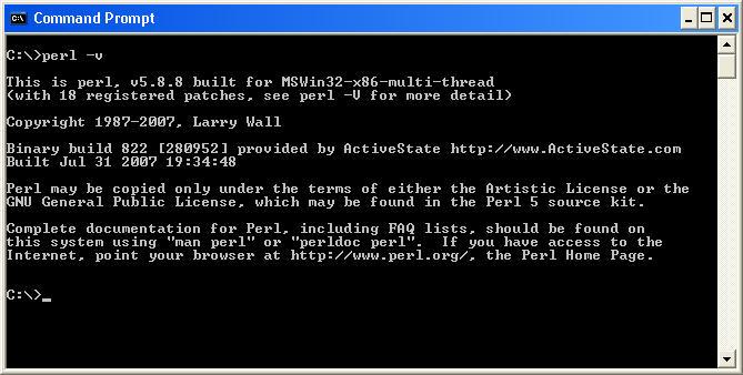 the perl -v command 2.