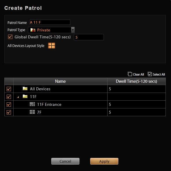 On View Toolbar, click then select Create Patrol. 1. Input the Patrol Name 2. Select the Patrol Type to be either available for all Users or to the creator s account only. 3.