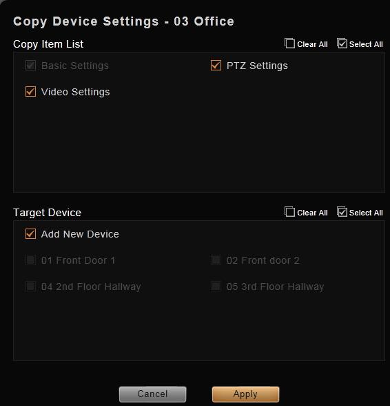 You can select only one device to be the source. 2. Click Copy to bring up the copy setting window. 3.