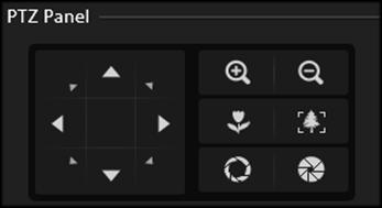 3. Use panel controls to operate PTZ movements: Click a button on the panel to start, the red crosshair will appear in the view.
