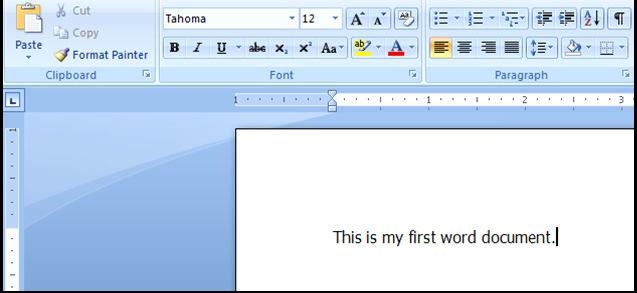 When you open Word, a new blank document opens It is an empty white page and the Home Tab is open How to enter text See a blinking line cursor?