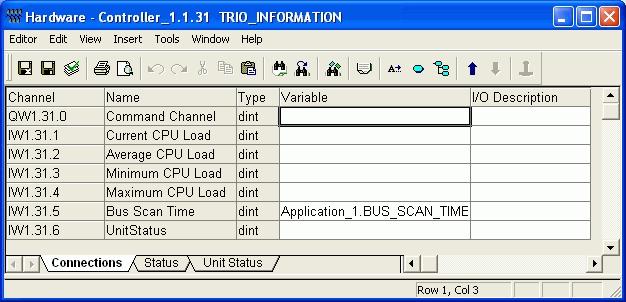 TRIO_Information Section 2 CI862 Configuration TRIO_Information The TRIO Information unit provides a command channel, CPU load and a field bus scan time for the CI862 module.