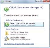 CLEAR Connection Manager begins to install automatically. Windows may ask you what you want to do.