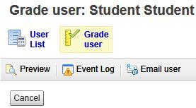 12 On the Grade user: screen, click the Preview icon at the top to review how a student sees his/her grades: EVENT LOG Event logs maintain a
