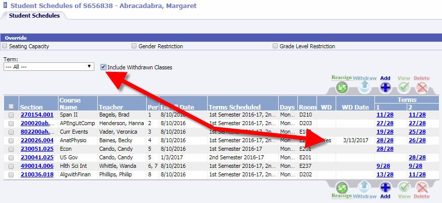 When the user selects ne f the classes frm the student s schedule an Enrll Date will nw display even if the student was enrlled in the class as f the first day f the term.