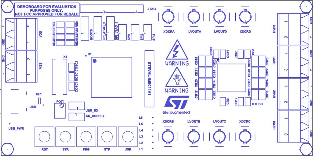 UM1957 Hardware layout and configuration 3 Hardware layout and configuration The STEVAL-IME011V1 evaluation board is designed around the STHV748.