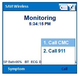E. You can call the CMC and 9-1-1 directly from the Smartphone. First, press the Right Soft Key under Call. To call the CMC, press Select.