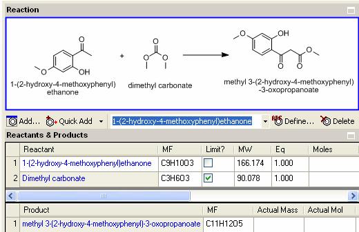 Click the down arrow by the Quick Add in the reaction toolbar and select Left of Arrow as reactant 5.2.1.4.