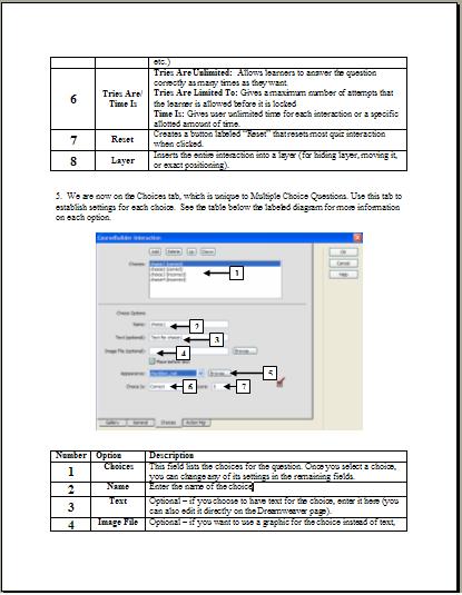 Page 6 of Coursebuilder Handout The beginning of this page continues with the table that corresponds directly to the labeled General tab. See previous page IMD principles satisfied for this table.