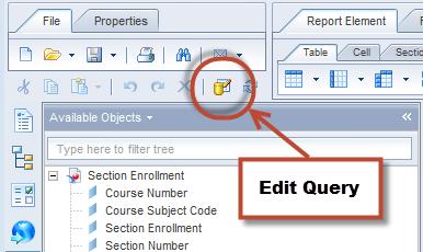 23 Chapter 2: Edit Query / User-defined Query Filters Adding Objects to Existing Query Most reports require changes to the data after the query is run the first time, such