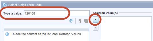 Click the < button to remove the current Term Code 4.