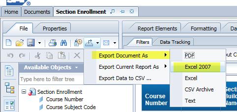 50 Web Intelligence Reporting Basics Chapter 7: Saving and Sending In addition to saving a document in the standard file type (.
